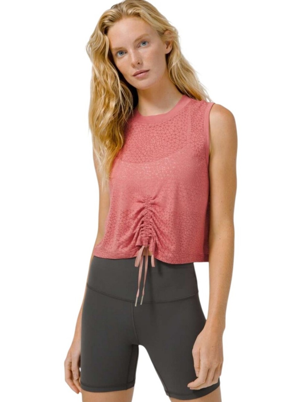 Lululemon Cinch Me Up Front Tank Cropped Ruched Workout Top Sz. 8